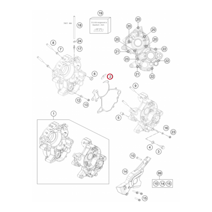 Junta Carter Central Motor Original KTM SX 65 2009-26 + Husqvarna TC 65 2017- 26+ GasGas MC 65 2021-26
